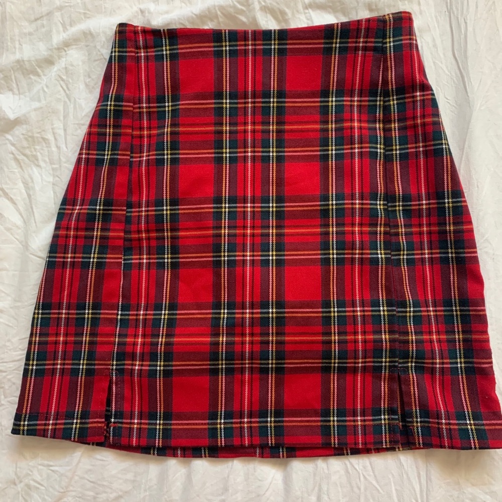 SOLD brandy melville Cara red plaid skirt
